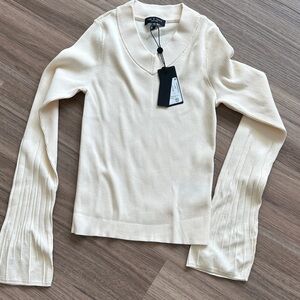 Rag and bone Cream V-Neck Women's fitted top